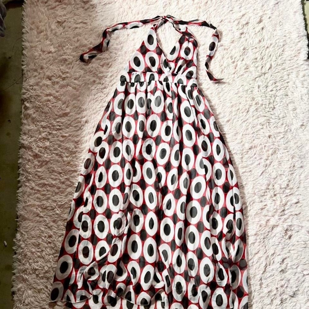 Funky Retro‎ Pop Art Y2K Geometric Statement Disco Unique Whimsical Halter Dress